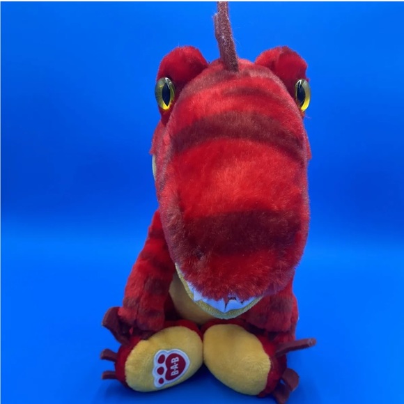 Build A Bear Plush Raptor Dinosaur Red Yellow BAB 18 Inch Stuff Animal - Picture 2 of 9